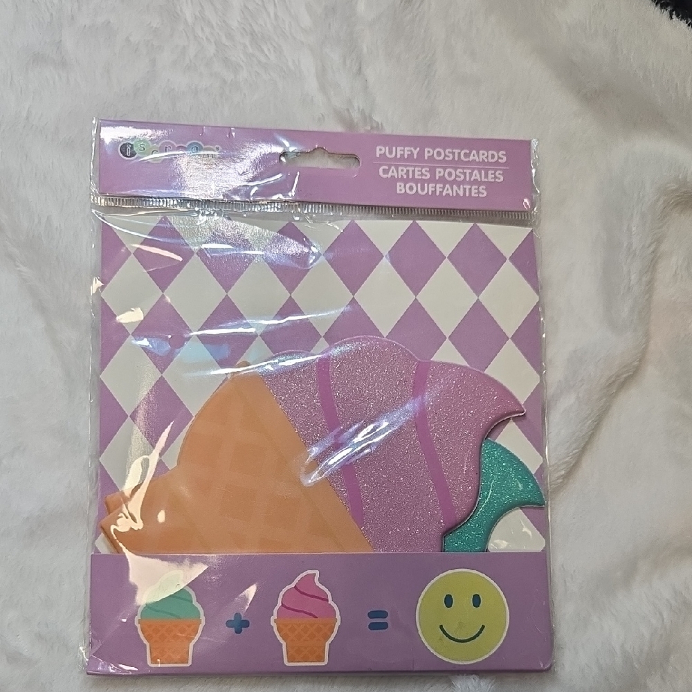 Glittery Ice Cream Puffy Postcards
